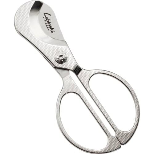 LUBINSKI Stainless Steel Honeycomb Pattern Cigar Scissors Metal Sharp Cigar Cutter Scissors Tobacco Scissor W/Leather Case