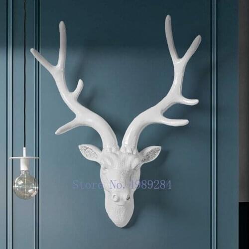 Nordic Resin Simulated animal deer elk head Decorative wall hanging Wall decoration pendant Modern home living room decoration