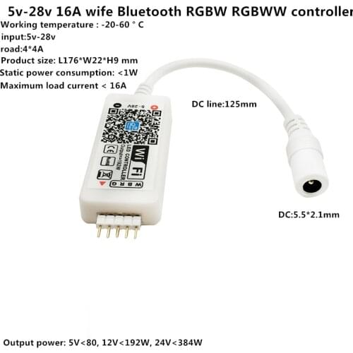 WiFi Remote Smartphone WIFI LED RGBW Controller Android IOS for RGBW RGBWW LED Light Strip DC 12v 16A Led Ribbon Diode Tape