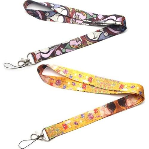 2020 New Design 1 Piece Fashion Van Goah Painting Pattern Mobile Phone Strap Keychains Neck Lanyard ID Card Badge Holder Strap