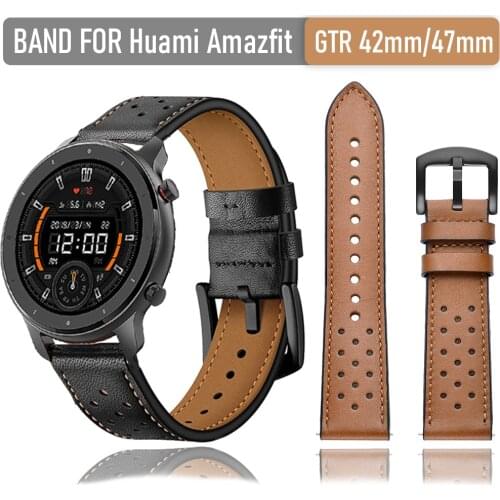 Newest 20mm 22mm Leather Watchband for Huami Amazfit GTR 42mm 47mm Watch Band for Huami Amazfit Watch Wrist Strap Bracelet Belt