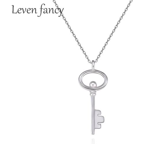925 Sterling Silver Key Necklace Collares Bijoux Pendants & Necklaces for Women Jewelry Clavicle Chain Collier Femme