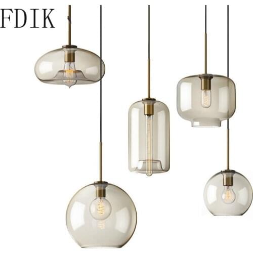 Modern Simple Pendant Lights Glass Hanging Lamp for Bedroom Living Room Kitchen Coffee Indoor Lighting Fixtures Led Luninarias