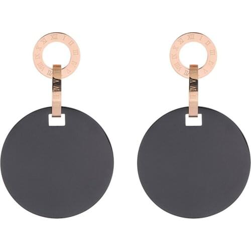 316L Stainless Steel Earrings Female Simple Roman Numeral Titanium Steel Disc Earrings Simple Earrings