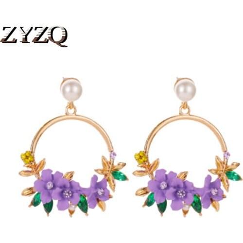 ZYZQ Romantic Bridal Earrings Spring Flower Passionate Color Available Lovely Wedding Earrings Girls Favorite Accessories Jewel