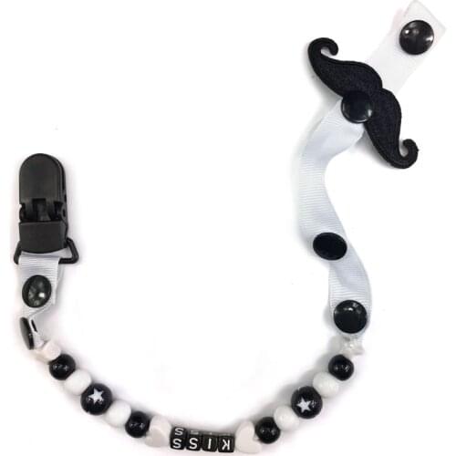 1pcs Baby Moustache Pacifier Chain Clips Beaded Pacifier Chain Baby Safe Soother Chain Stars Cute Child Soother Clip