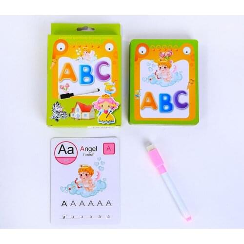 1pc Kids Educational Toys Alphabet Number Learning Cards Flash Cards with Erasable Pen English Book Teaching Aids for Children