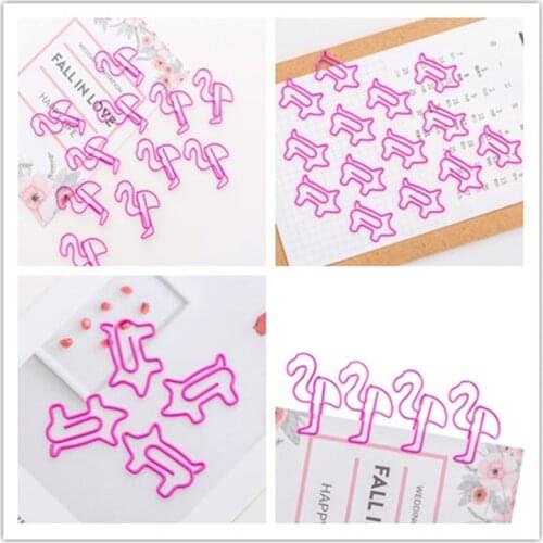 10pcs/lot Cartoon Animal Pink Pig And Beautiful Pink Bird Paper Clip Mini Bookmark Planner Metal Clip For Book Stationery