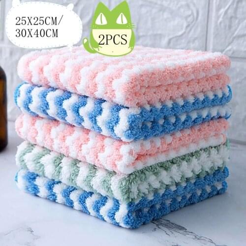 2/1PC Kitchen Towel Cleaning Rag Oil-free Wipe Table Household Dish Washing Clothes Scouring Bathroom Pad Kitchen Accessories