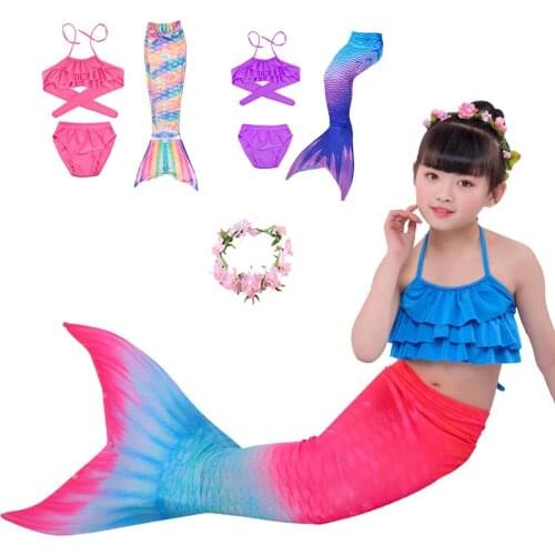 2021 Baby Girl Swimsuit Little Mermaid Tails For Swimming with Monofin Kids Swimwear Mermaid Party Costume Swimsuit Bathing Suit