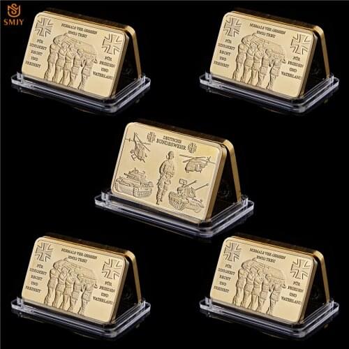 5Pcs WW II German Federal Defence Forces Heroic Warrior Sacrifice Collectibles Gold Bullion Bar Military Challenge Token Coins