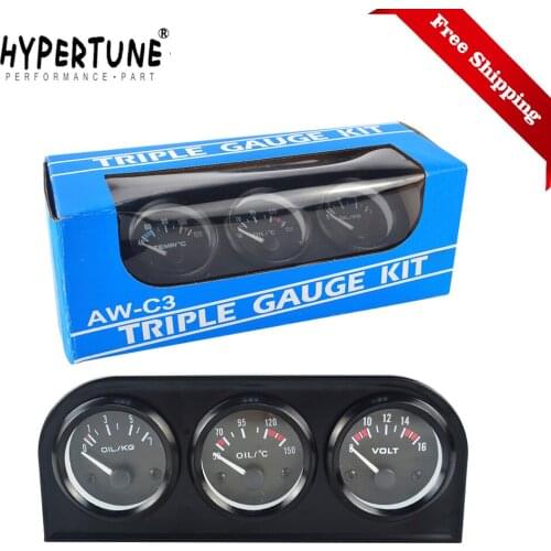 52MM 3 In 1 Volt meter+water temp gauge+Oil Pressure Gauge Kit Volt meter Or Oil Temperature Gauge Triple Mete HT-TAG01/02/03