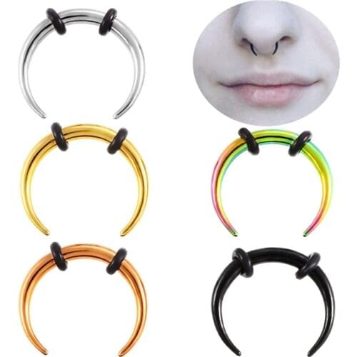 8mm Pron Niubi Medical Titanium Punk Clip on Fake Piercing Body Nose Lip Rings Unisex Nose Ring Women Septum Piercing Jewelry