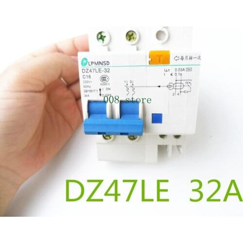 DZ47LE 2P 20A 230V~ 50HZ/60HZ Residual current Circuit breaker with over current and Leakage protection