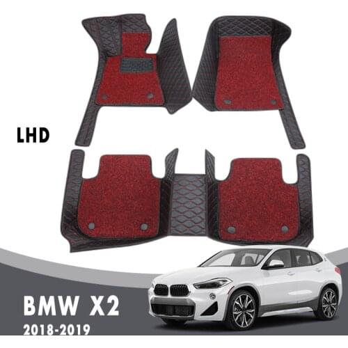 Car Floor Mats For BMW X2 2019 2018 Carpets Luxury Double Layer Wire Loop Auto Interior Accessories Protector Custom Leather