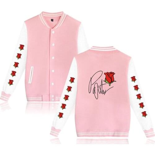 Payton Moormeier PYTN Print Baseball Uniform Fleece Jacket Women Men Streetwear Hip Hop Long Sleeve Rose Flower Hoodie Sweatshir