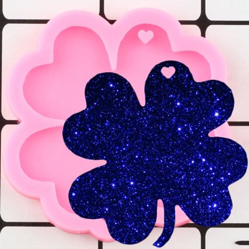 Shiny Glossy Four Leaf Clover Silicone Molds Leaf Epoxy Resin Craft Keychain Moulds Polymer Pendant Clay Mould