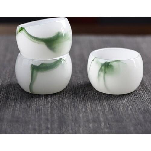 Tea Bowl White Jade Porcelain Teacup 50ml 60ml Teacups Chinese Kung Fu Tea Set Teaware Master Tea Bowls Puer Cups Collection