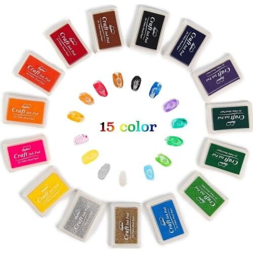 Craft Ink Pad Stamps Partner Diy Color,15 Color Craft Ink Pad for Stamps, Paper, Wood Fabric (15 Pack)