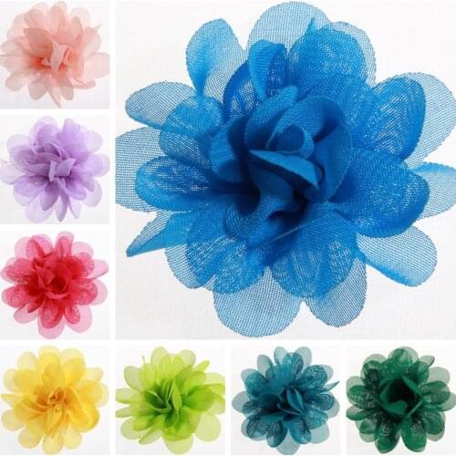 50PCS 5CM 2" Chic Crochet Chiffon Flowers For Headband Fabric Flowers For Hair Clips Accessories Boutique Princess