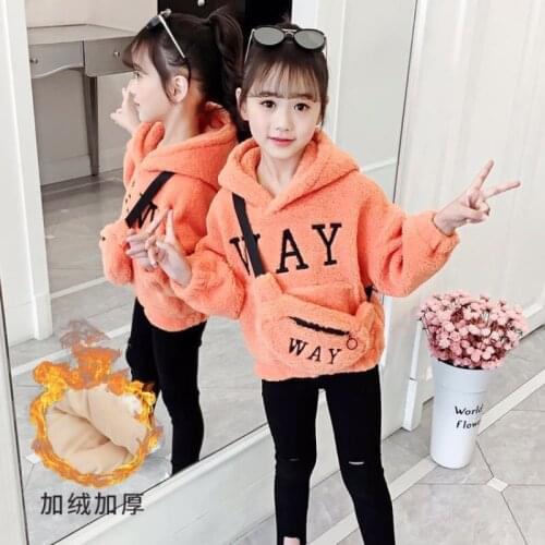 Childrens Clothing Boys Girls Fashion Letter Hoodies Plus Velvet Thickened Coat+Bag Baby boy sweater coat clothes Autumn Winter