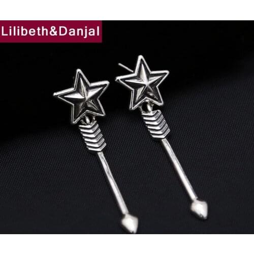 Long Tassel Dangle Earring 925 Sterling Silver Jewelry Star Arrow Drop Earing Christmas gift Fine Jewelry For Women Men 2017 E12