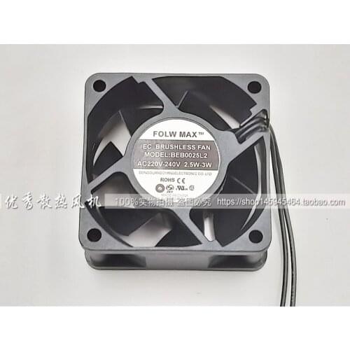 FLOW-MAX BEB0025L2 AC 240V 3W 60x60x25mm 2-Wire Server Cooling Fan