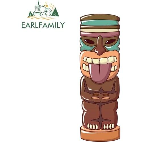 EARLFAMILY 13cm x 4.2cm for Hawaii Tiki Car Stickers Scratch-proof Window Motorcycle Helmet Fine Camper Snowboard Decoration