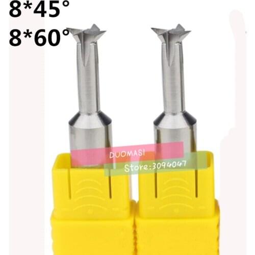 Free Delivery 1PCS 8*45/8*60 degrees carbide straight shank dovetail milling cutter, alloy straight shank milling cutter
