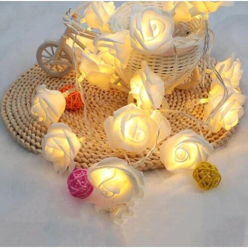 Fashion Holiday Lighting 20 x LED Novelty Rose Flower Fairy String Lights Wedding Garden Party Christmas Decoration