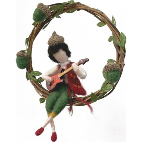 Needle Felting Kits for Beginner Elves with Swing, Gift for Mom, Felting Mat, Felting Needles, Video Manual, Height 10cm (B)