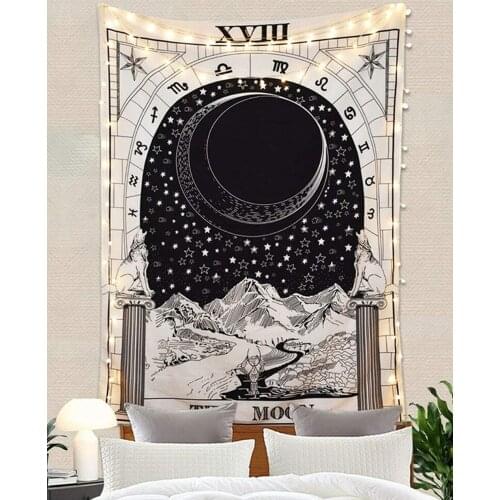 India Mandala Tapestry Hanging Sun Moon Tarot Wall Carpet Psychedelic Tapiz Witchcraft Wall Cloth Tapestries Bedspread Beach Mat