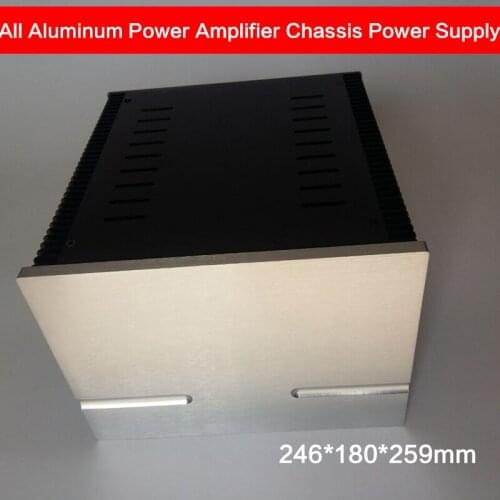 246*180*259mm All Aluminum Power Amplifier Chassis Power Supply Case Audio Shell Amplifier Box Blank Panel DIY with Radiator