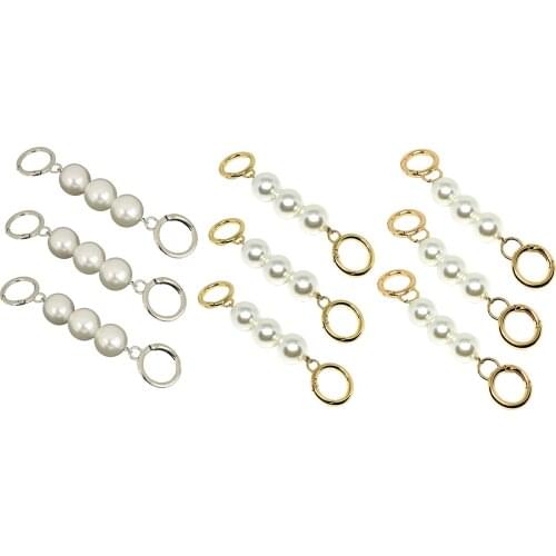 3 Pcs 13cm Pearl Purse Chain Strap Extender for Cross-Body Shoulder Bag Handbag DIY Purse Replacement Charms Bag Accessories