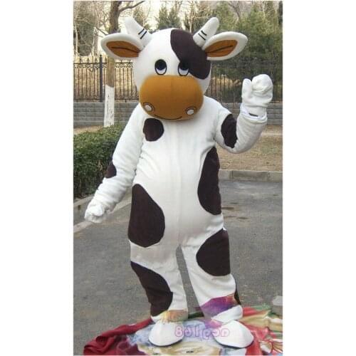 Animal White Cow Mascot Costume Parade Cosplay Party Game Fancy Dress Adult Outfit Suit Parade Cartoon Character Unisex Xmas New