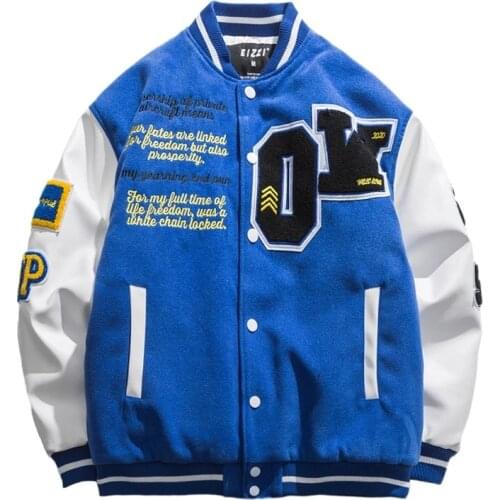 Embroidery Letter Baseball Jackets Men Women Harajuku College Style Hip Hop Varsity Jackets Male Oversize Streetwear Bomber Coat