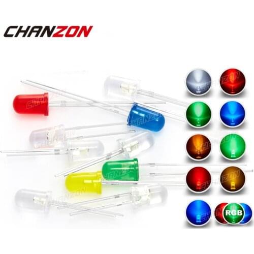 100pcs 5mm Flashing LED Light Emitting Diode Lamp Bulb RGB White Red Blue Green Yellow 3V Flickering Blinking Arduino Indicator