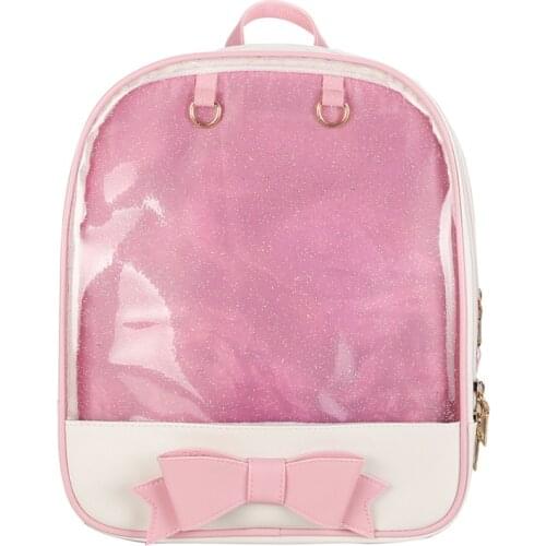 Fashion Women Backpack Kawaii Transparent Clear Window Lolita Student School Bag For Teenage Girls Candy Color Travel Bagpack