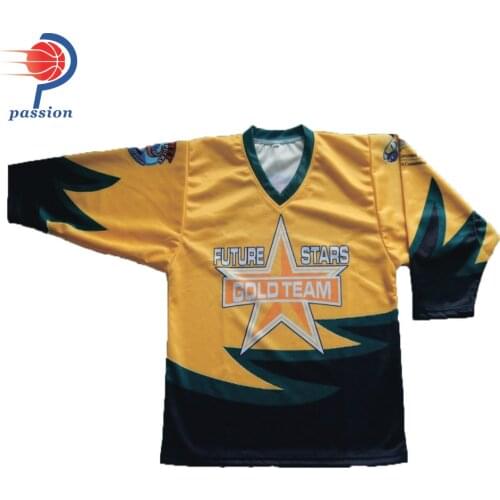 MOQ 5pcs Future Star Ice Hockey Jersey For Team with Yellow