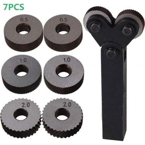 Dual Wheel Knurling Tool Kit 7pcs 0.5mm 1mm 2mm Wheel Linear Pitch Knurl Set Steel Lathe Cutter Set