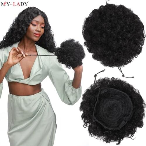 My-Lady Postiche Cheveux Synthetic Afro Puff Hair Bun Drawstring Ponytail Wholesale Hair Extensions Kinky Puff Chignon Hair Rope