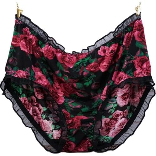 New High Waist Women Panties Print Leopard Briefs Lady Sexy Lace Ruffles Underwear Camouflage Plus Size Underpants Lingerie 90KG