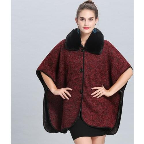New arrivals 2018 winter warm Poncho for women/ladies Thicken Blanke Solid Vintage shawl and wraps Tassel Fur Neckline in stock
