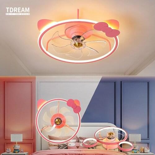 Childrens Room Ceiling Fan Lamp Nordic Simple Restaurant Bedroom Cartoon Electric Fan Ceiling Lamp
