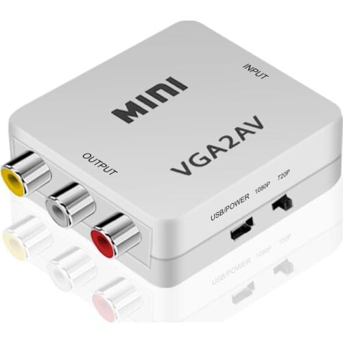 3.5mm Mini RCA To VGA Converter AV2VGA/VGA2AV Video Converter Audio To VGA Converter Suitable For PC TV Computer HD To TV