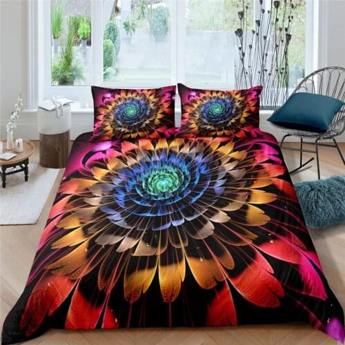 Luxury 3D Mandala Flower Print 2/3Pcs Bedding Set Comfortable Duvet Cover Pillowcase Home Textile Queen and King EU/US/AU Size