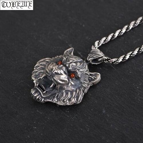 100% 925 Silver Handcrafted Tiger Pendant Necklace 925 Sterling Power Tiger Man Pendant Good Luck Pendant Rock Jewelry