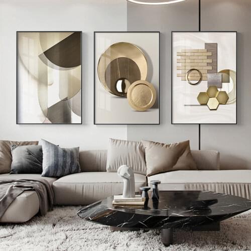 Modern Abstract Geometric Canvas Painting Posters and Prints Luxury Wall Art Pictures for Living Room Bedroom Nordic Home Decor