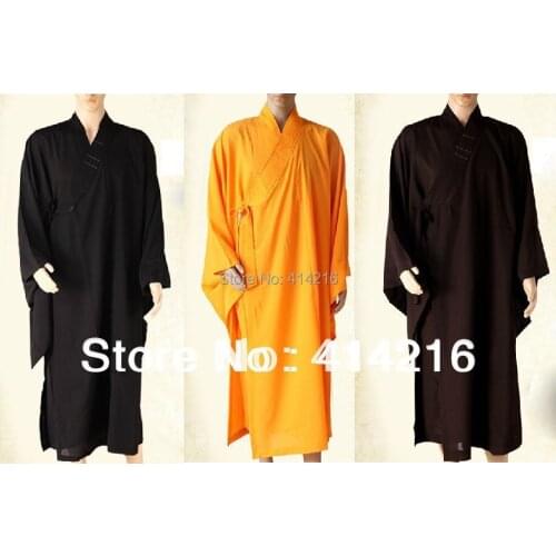 Unisex women&men Buddhist monks robes suits clothes gownreligion martial arts clothing HaiQing uniforms black/brown/yellow