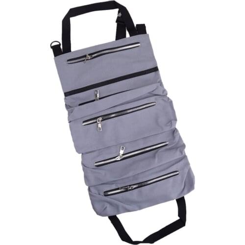 Universal Car Grey Multi-Purpose Tool Roll Up Storage Bag Wrench Organizer Seat Hanging Pouch